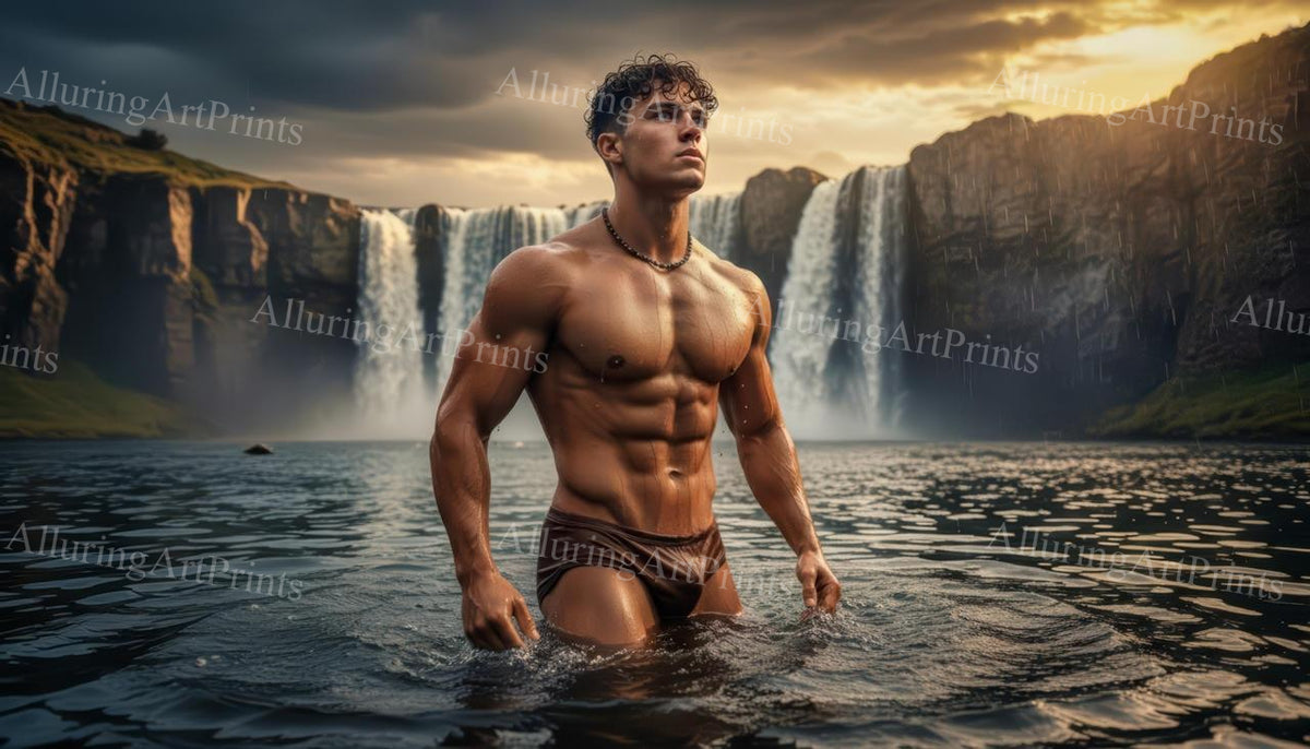 Male Model Muscular Digital Art AI Fantasy - H825