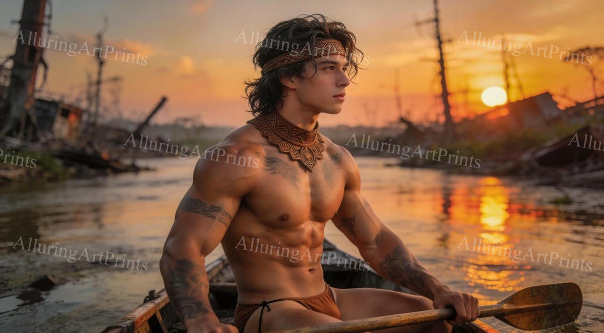 Male Model Muscular Digital Art AI Fantasy - H826