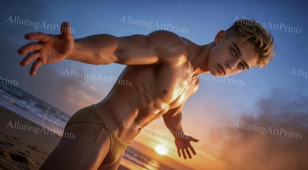 Male Model Muscular Digital Art AI Fantasy - H842