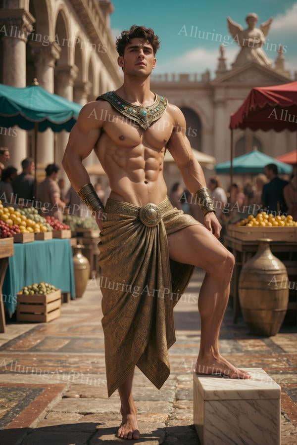 Male Model Knight Muscular Digital Art AI Fantasy - H875