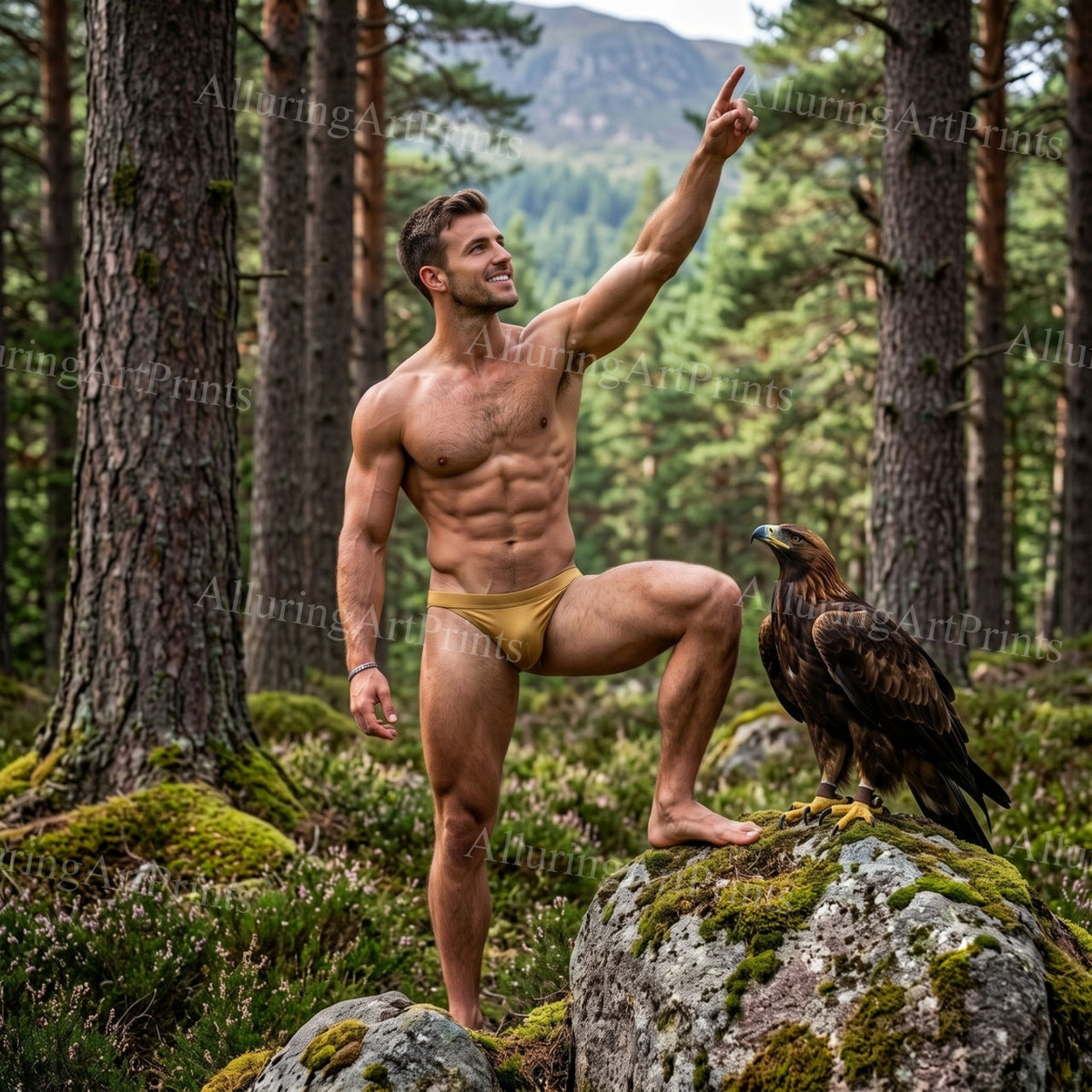 Male Model Muscular Digital Art AI Fantasy - H878