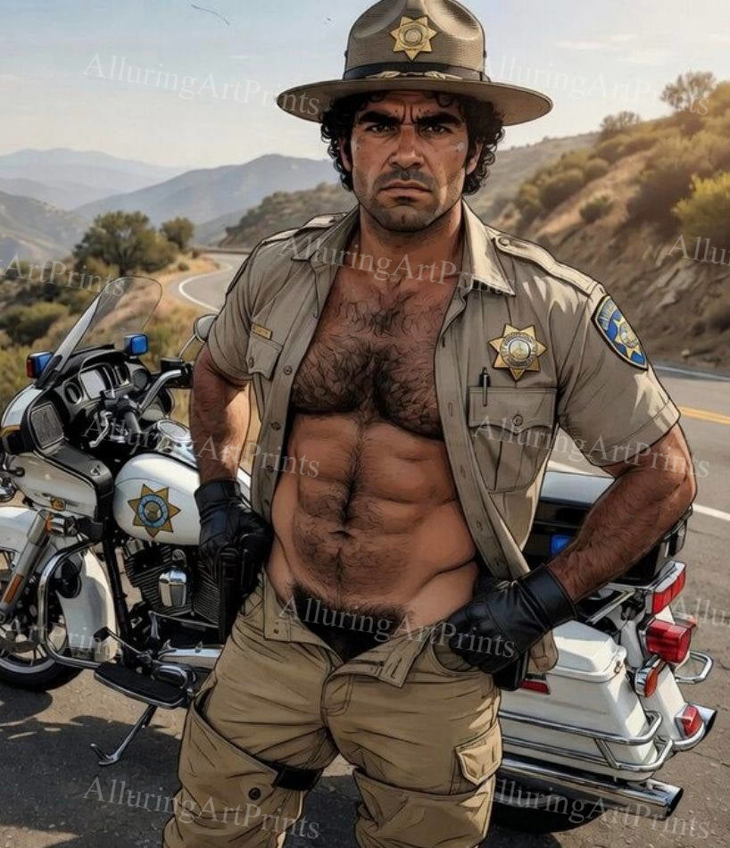 Male Model Cowboy Muscular Digital Art AI Fantasy - H914