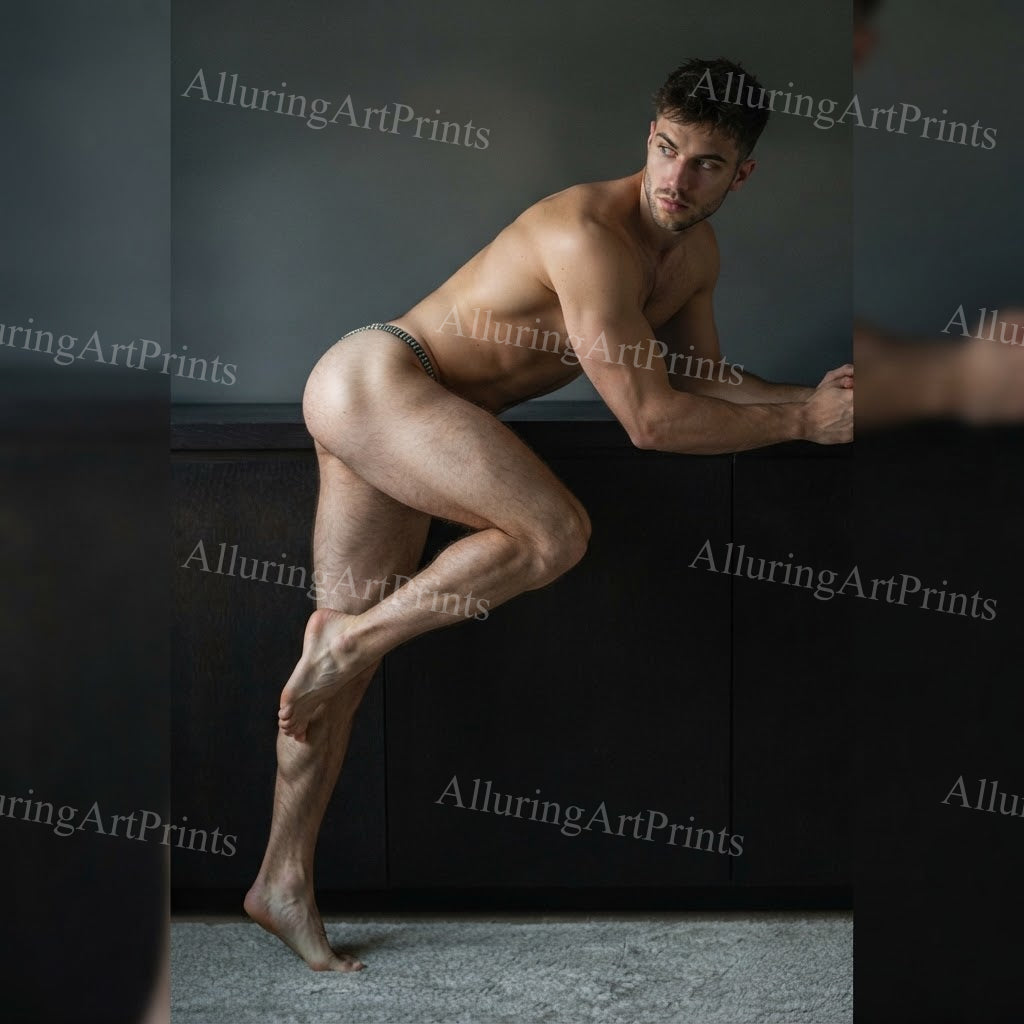 Nude Male Model Muscular Buns- H922