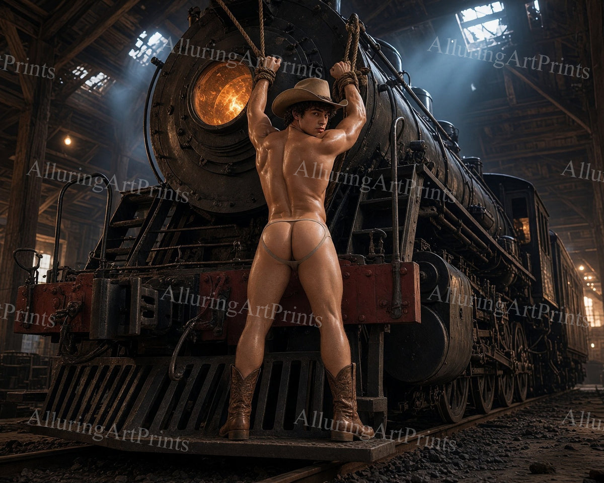 Nude Cowboy Male Model Muscular - HH28