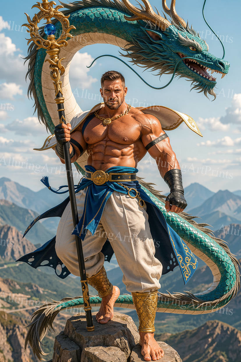 Male Model Muscular Digital Art AI Fantasy - J102
