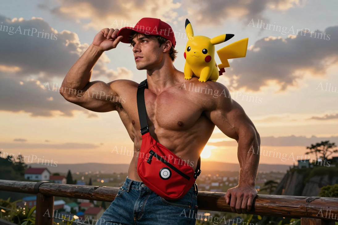 Male Model Muscular Digital Art AI Fantasy - J108