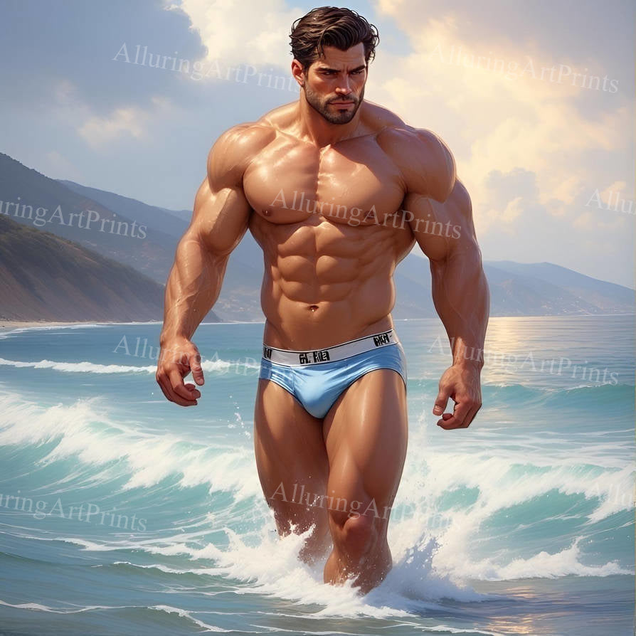Male Model Muscular Digital Art AI Fantasy - J112