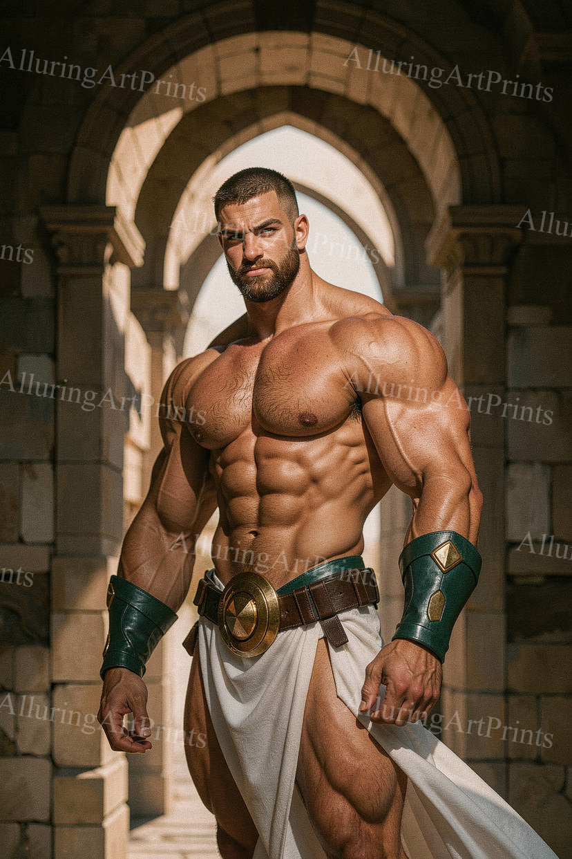 Male Model Muscular Digital Art AI Fantasy - J116