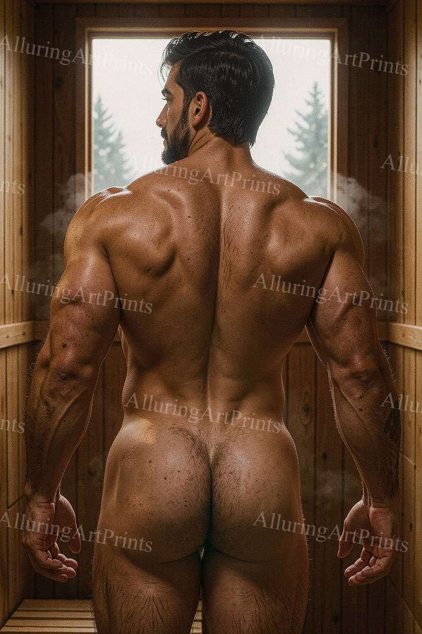 Nude Male Model Muscular Buns- J17