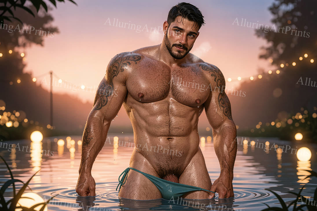 Male Model Muscular Digital Art AI Fantasy - J233