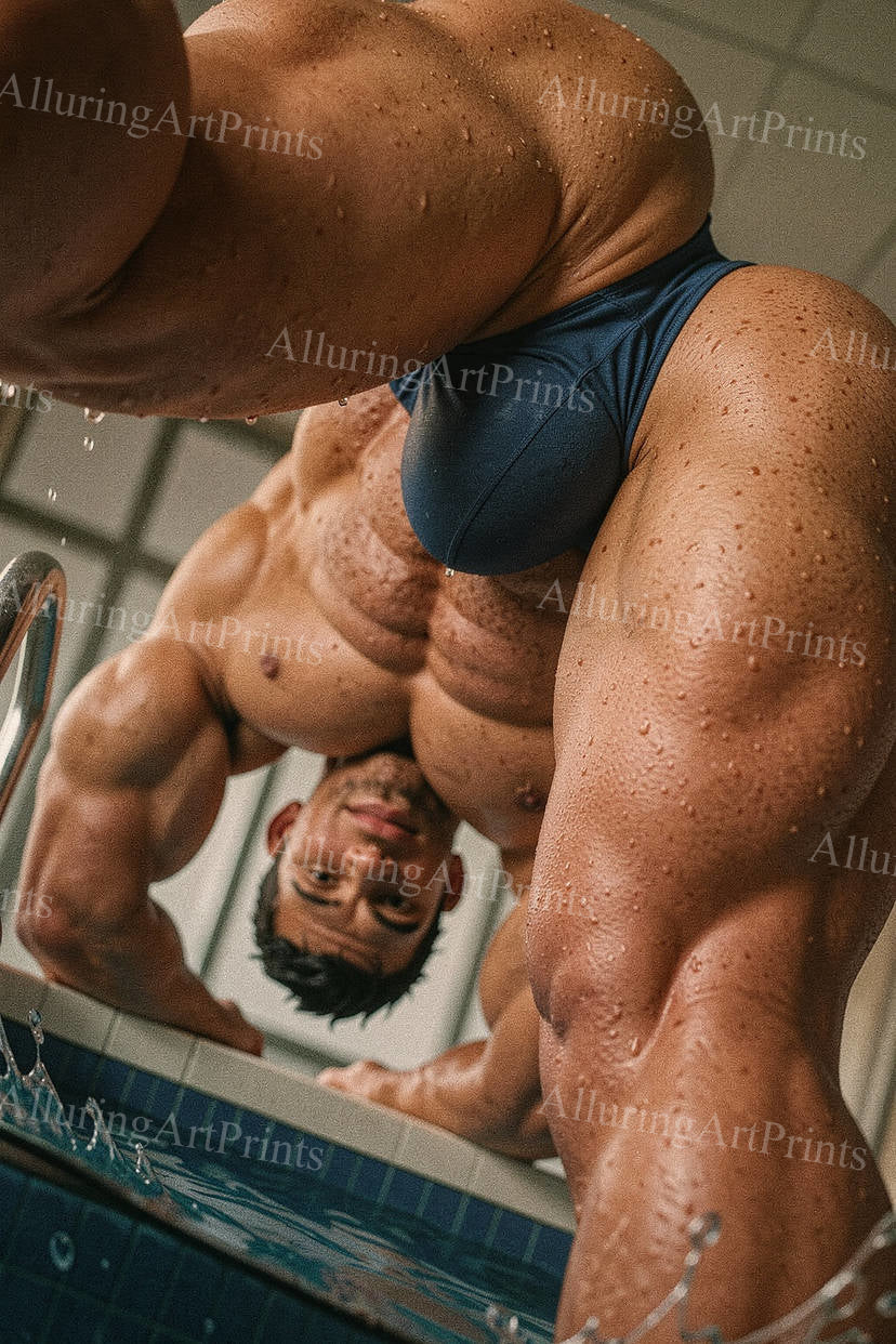 Male Model Muscular Digital Art AI Fantasy - J244