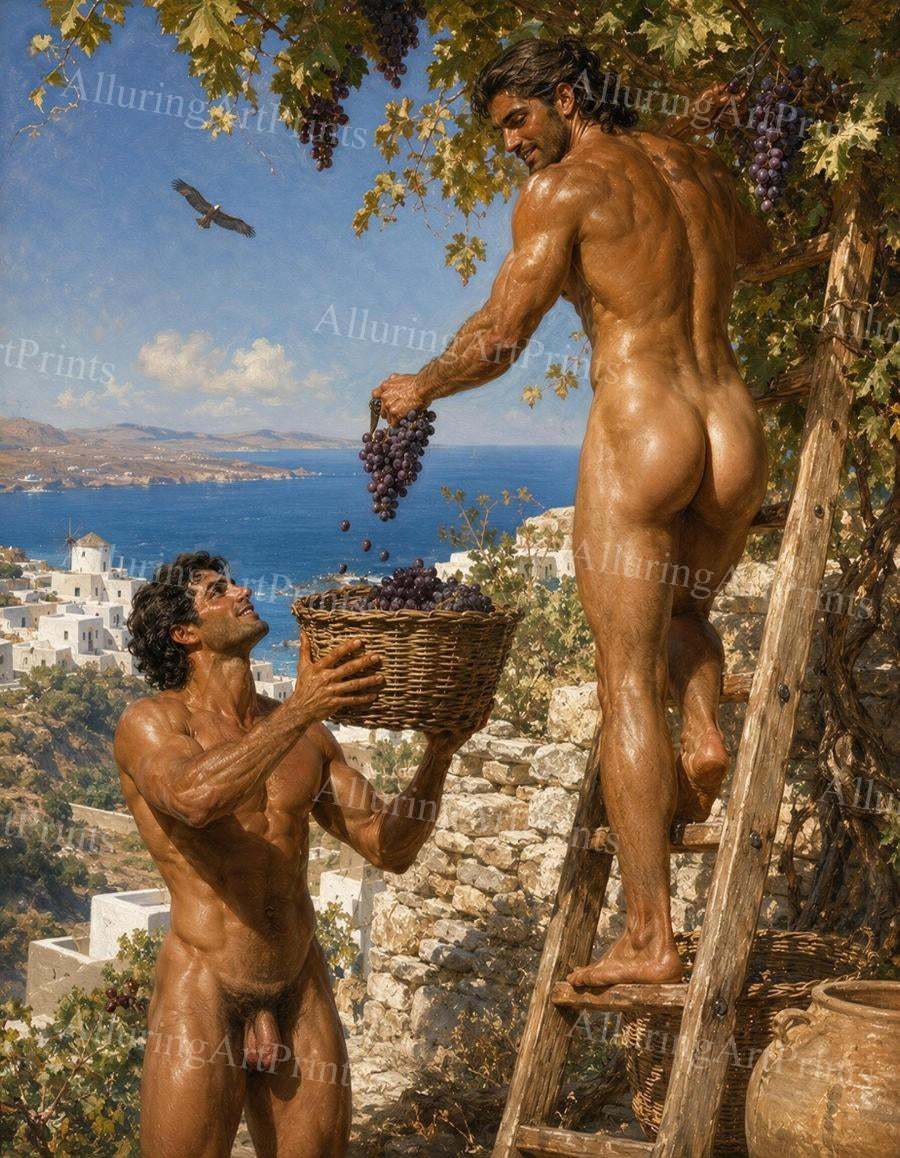 Nude Male Models Muscular Digital Art AI Fantasy - J40