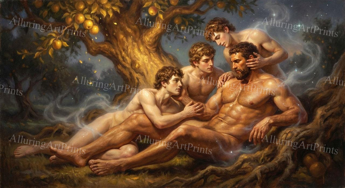 Nude Male Models Muscular Digital Art AI Fantasy - J42