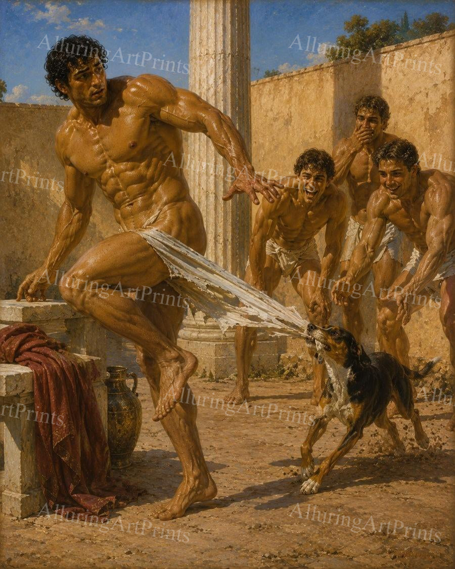 Nude Male Models Muscular Digital Art AI Fantasy - J44