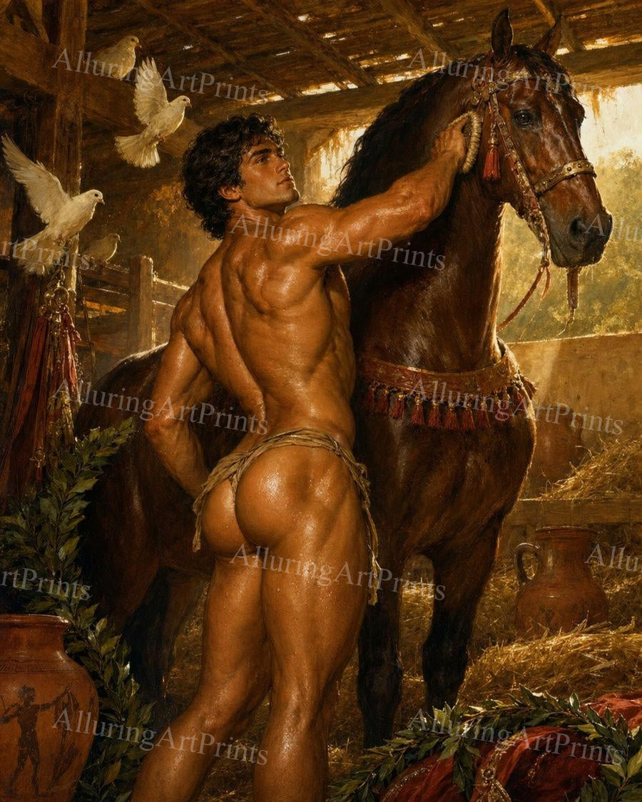 Male Model Muscular Digital Art AI Fantasy - J49