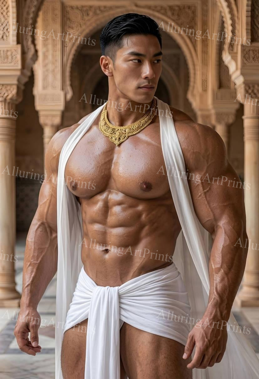 Male Model Muscular Digital Art AI Fantasy - J53