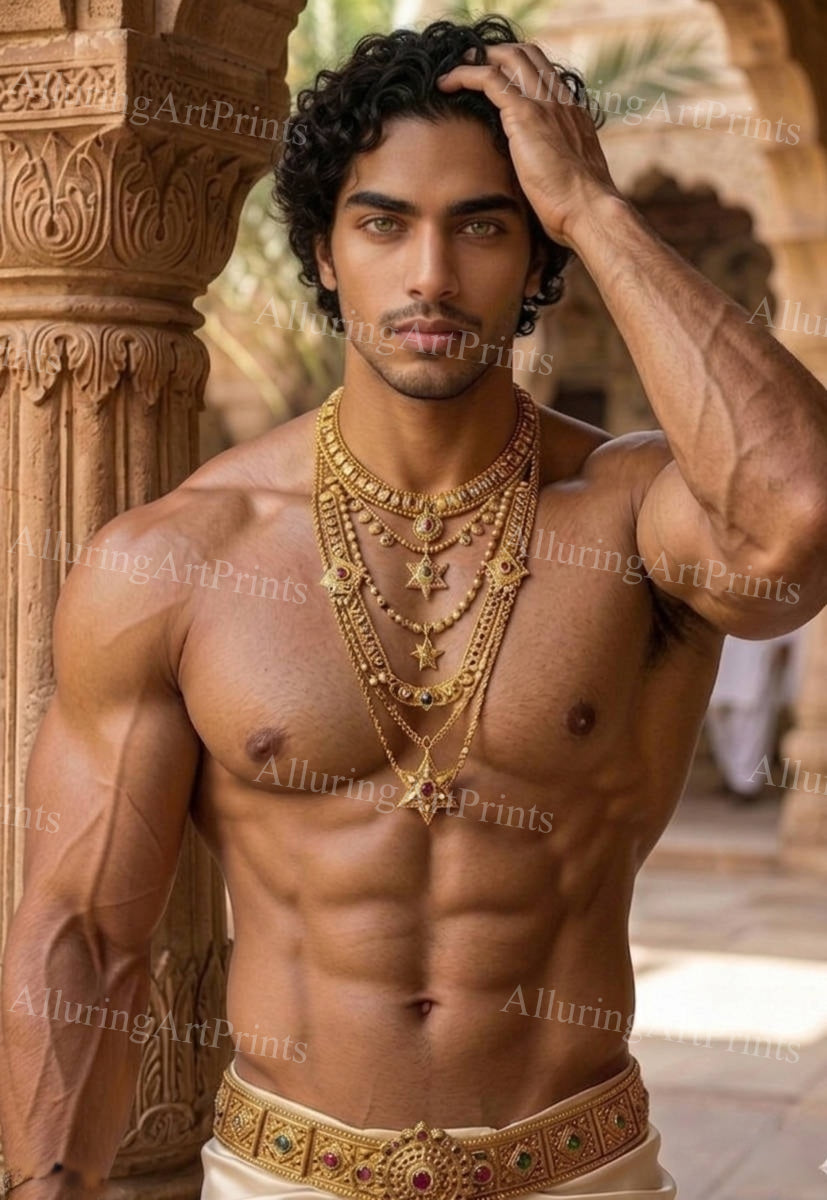 Male Model Muscular Digital Art AI Fantasy - J58