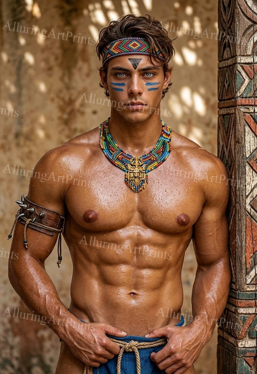 Male Model Muscular Digital Art AI Fantasy - J60