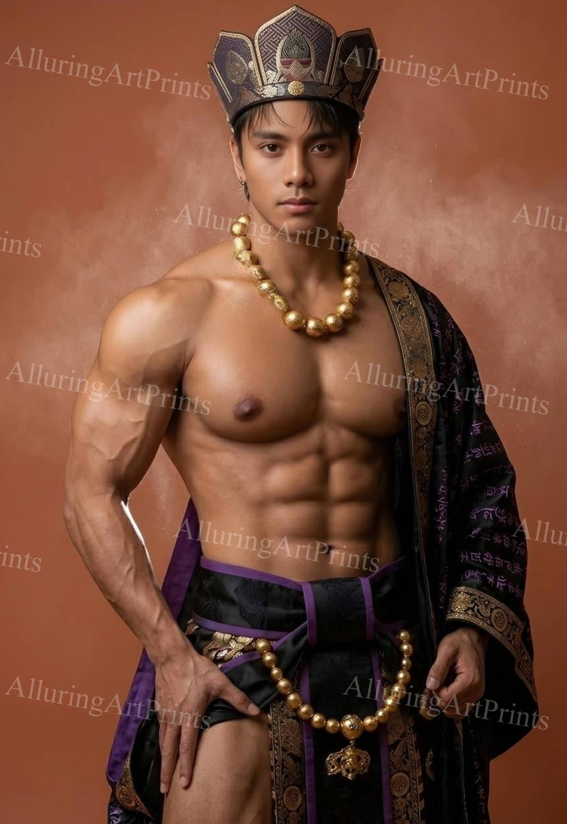 Male Model Muscular Digital Art AI Fantasy - J61