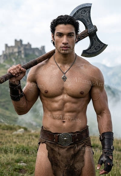 Male Model Muscular Digital Art AI Fantasy - J68