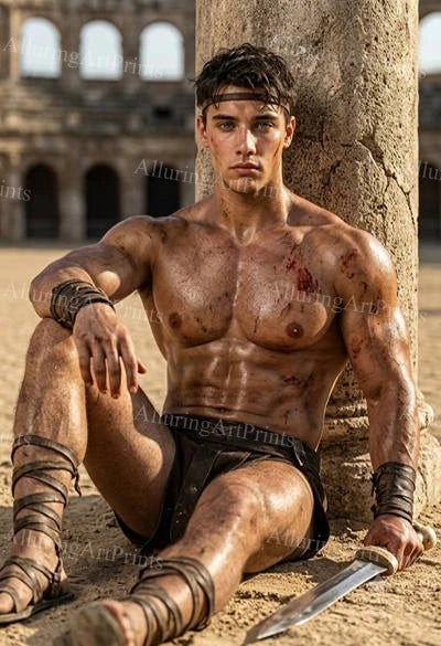 Male Model Muscular Digital Art AI Fantasy - J72