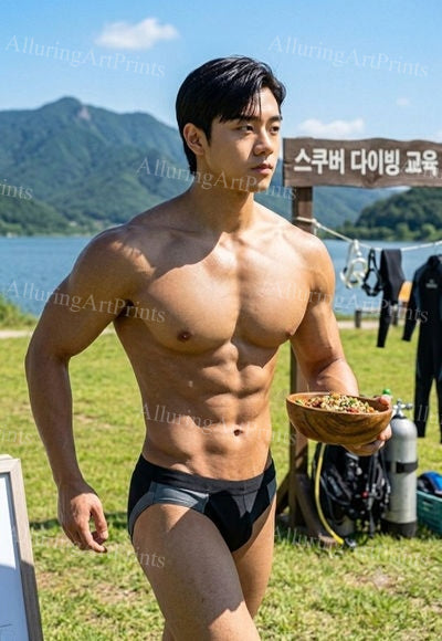 Male Model Muscular Digital Art AI Fantasy - J73