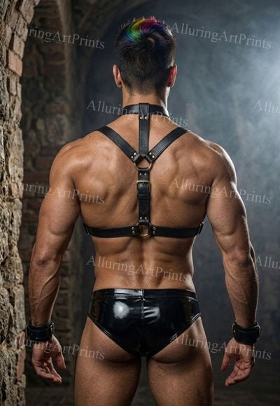 Male Model Muscular Buns Digital Art AI Fantasy - J78
