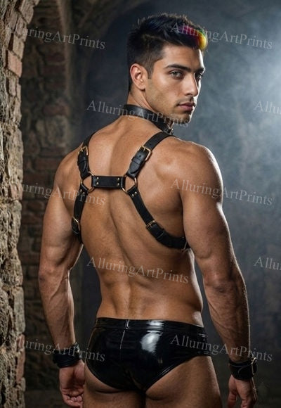 Male Model Muscular Buns Digital Art AI Fantasy - J79