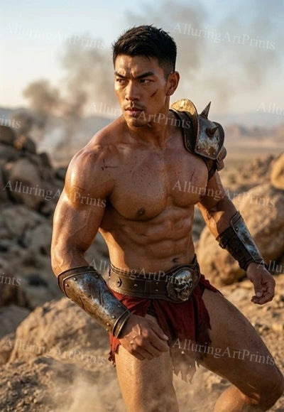 Male Model Muscular Digital Art AI Fantasy - J80