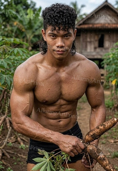 Male Model Muscular Digital Art AI Fantasy - J81