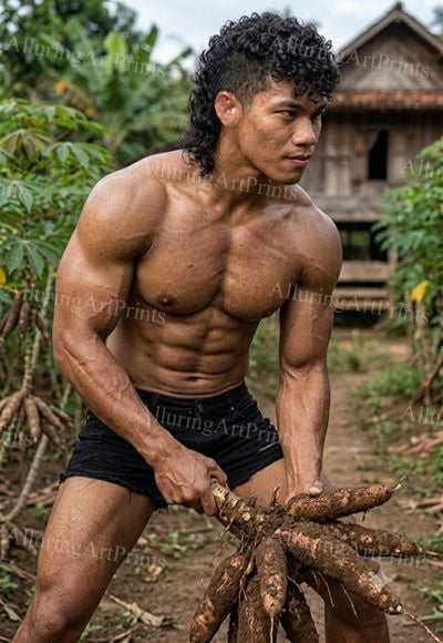 Male Model Muscular Digital Art AI Fantasy - J82