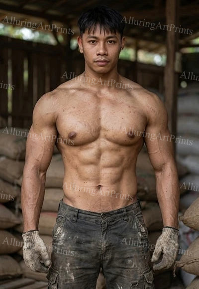 Male Model Muscular Digital Art AI Fantasy - J83