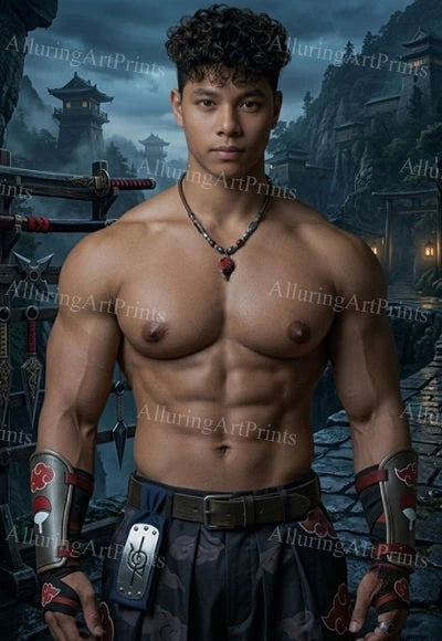 Male Model Muscular Digital Art AI Fantasy - J84