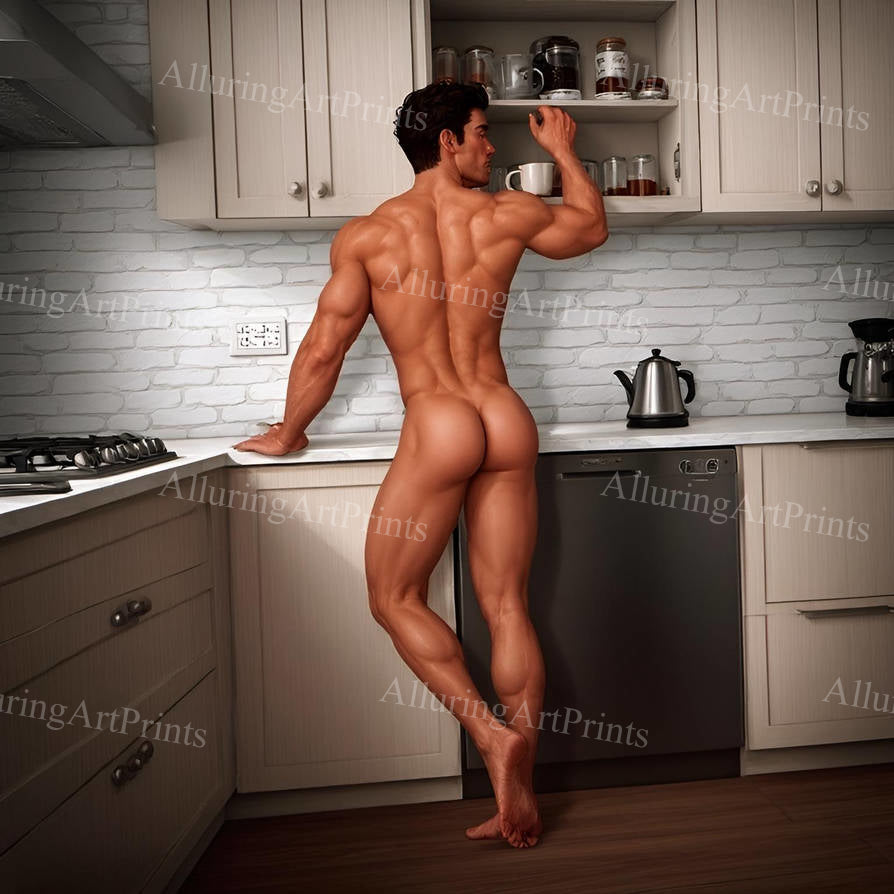 Nude Male Model Muscular Buns- J8