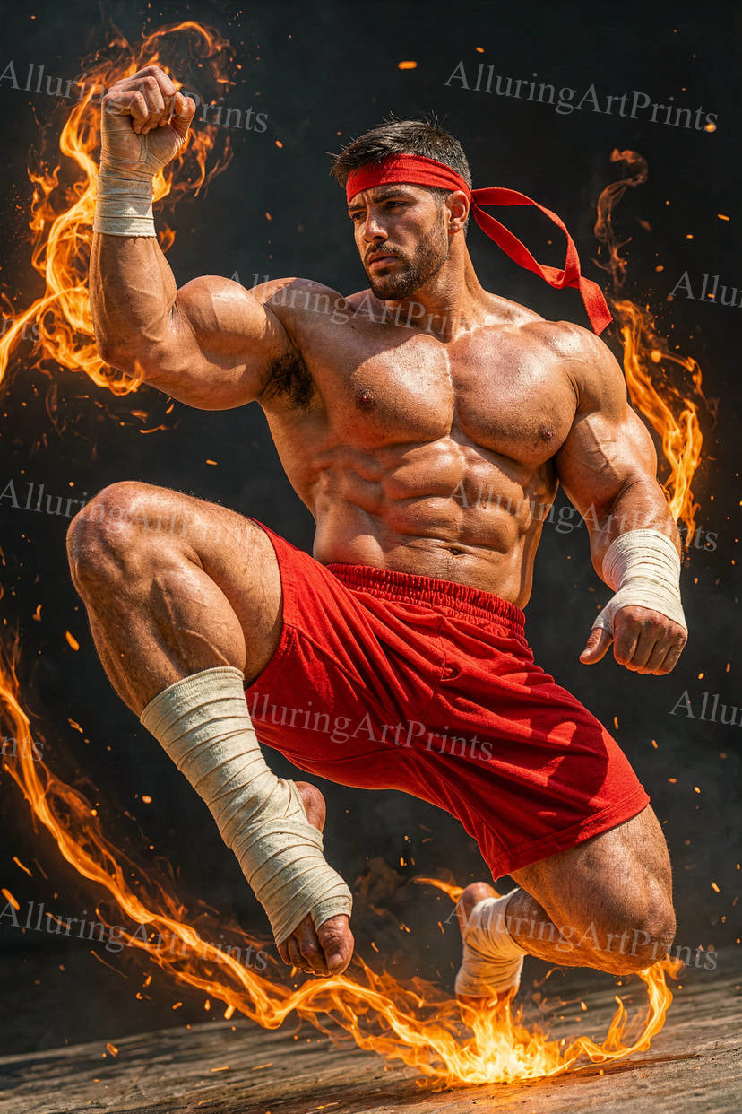 Male Model Muscular Digital Art AI Fantasy - J97