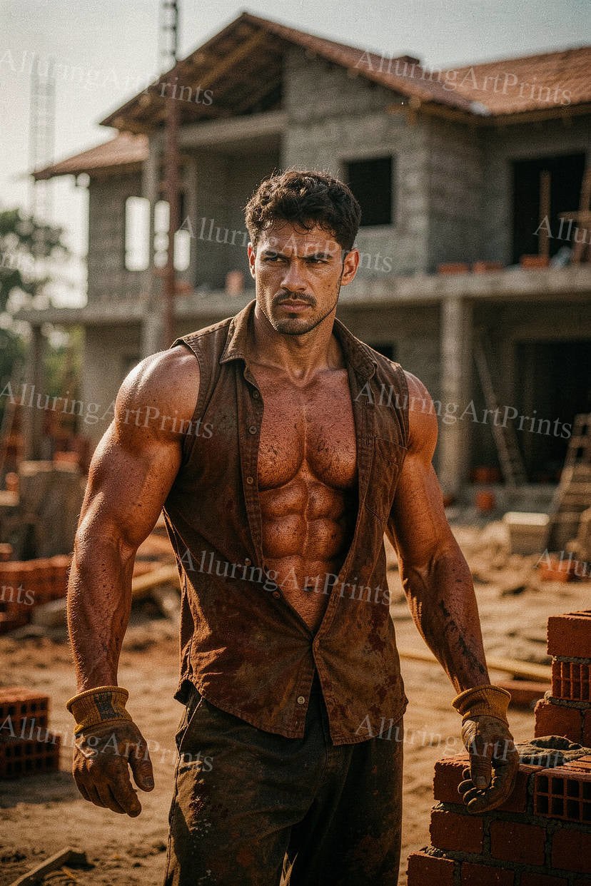 Male Model Muscular Digital Art AI Fantasy - J98