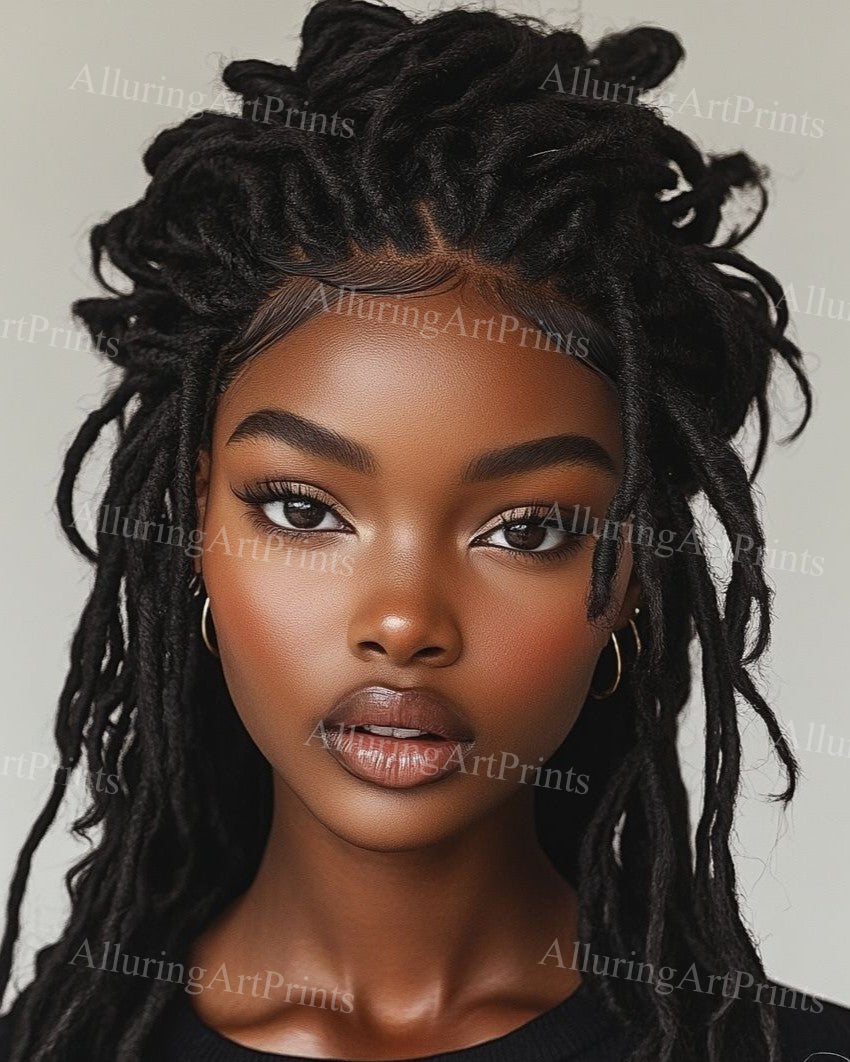 Risque Black Model Female Digital Art AI Fantasy - M286