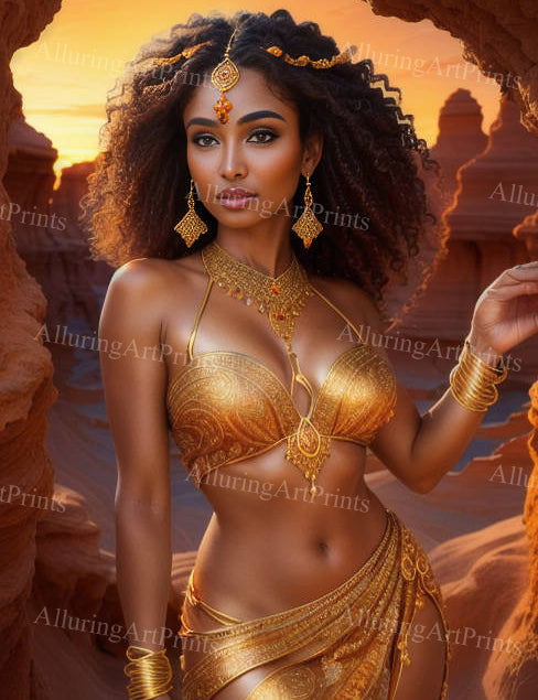 Risque Black Model Female Digital Art AI Fantasy - M326
