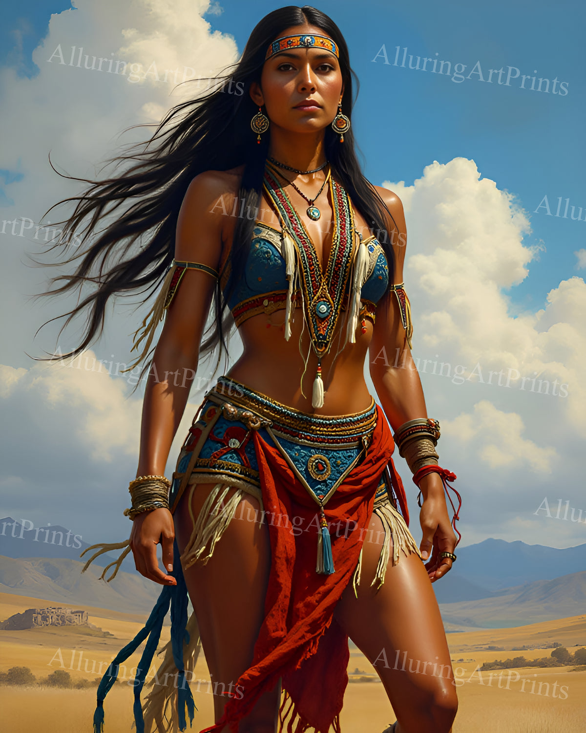 Risque Native American Model Female Digital Art AI Fantasy - M443