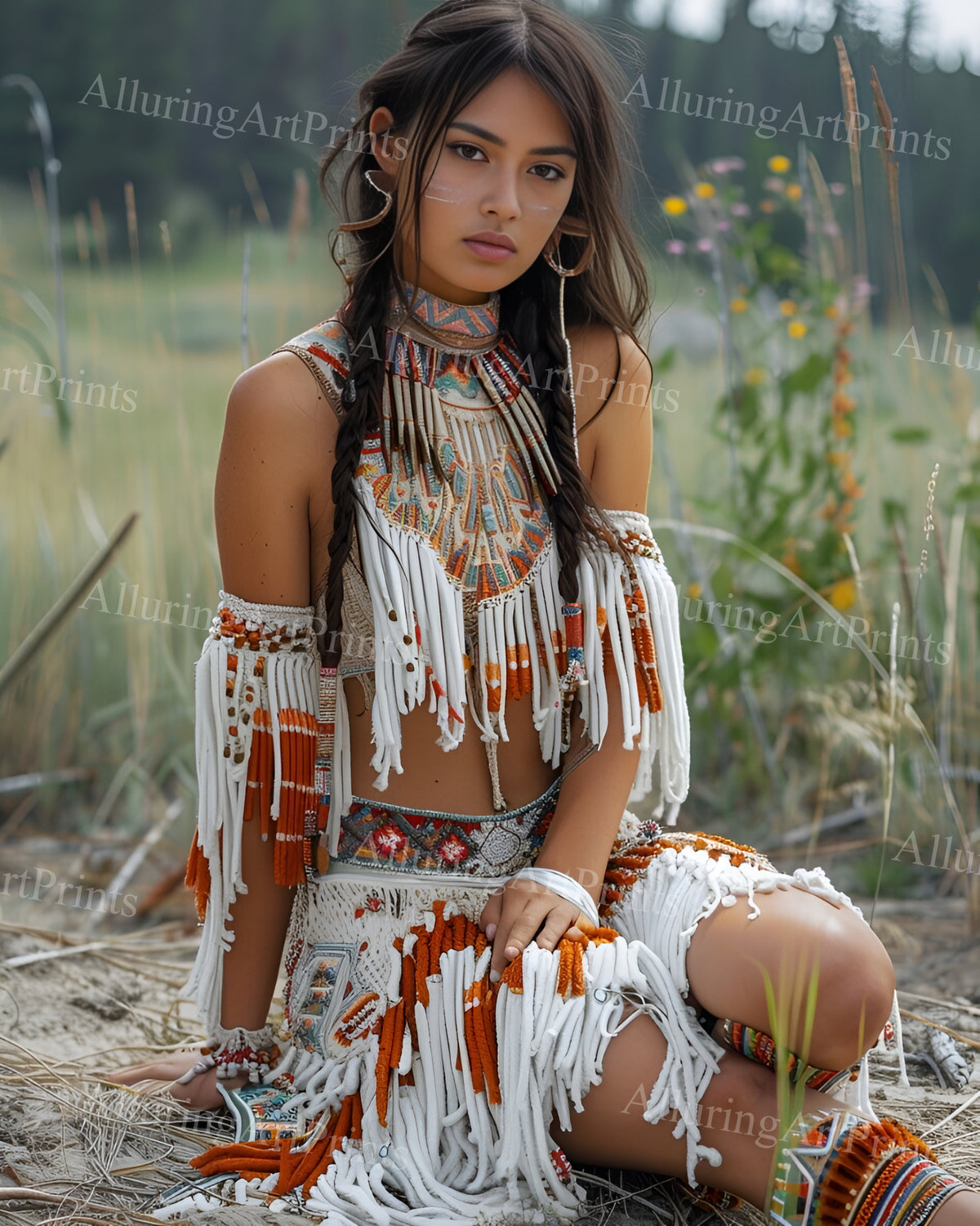 Risque Native American Model Female Digital Art AI Fantasy - M445