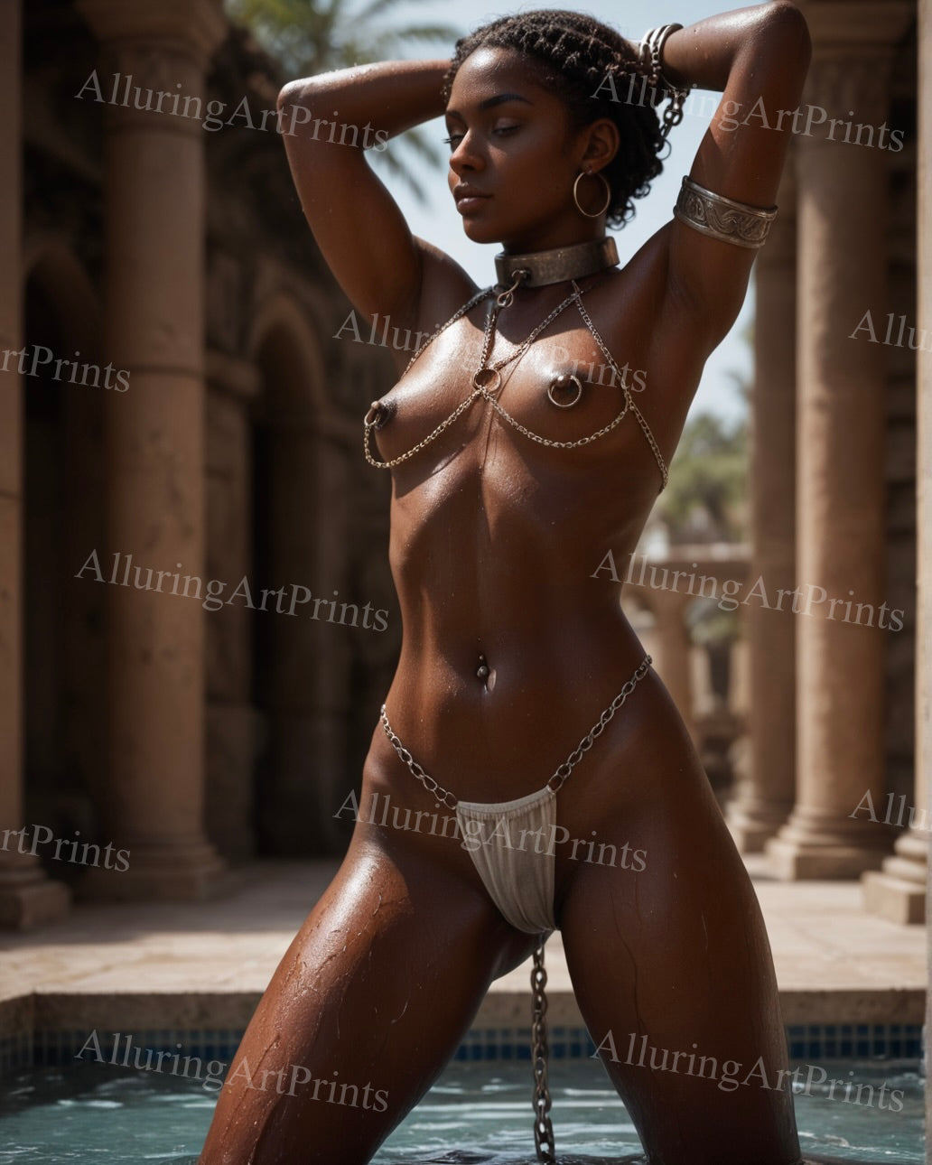 Nude Black Model Female Digital Art AI Fantasy - MM124