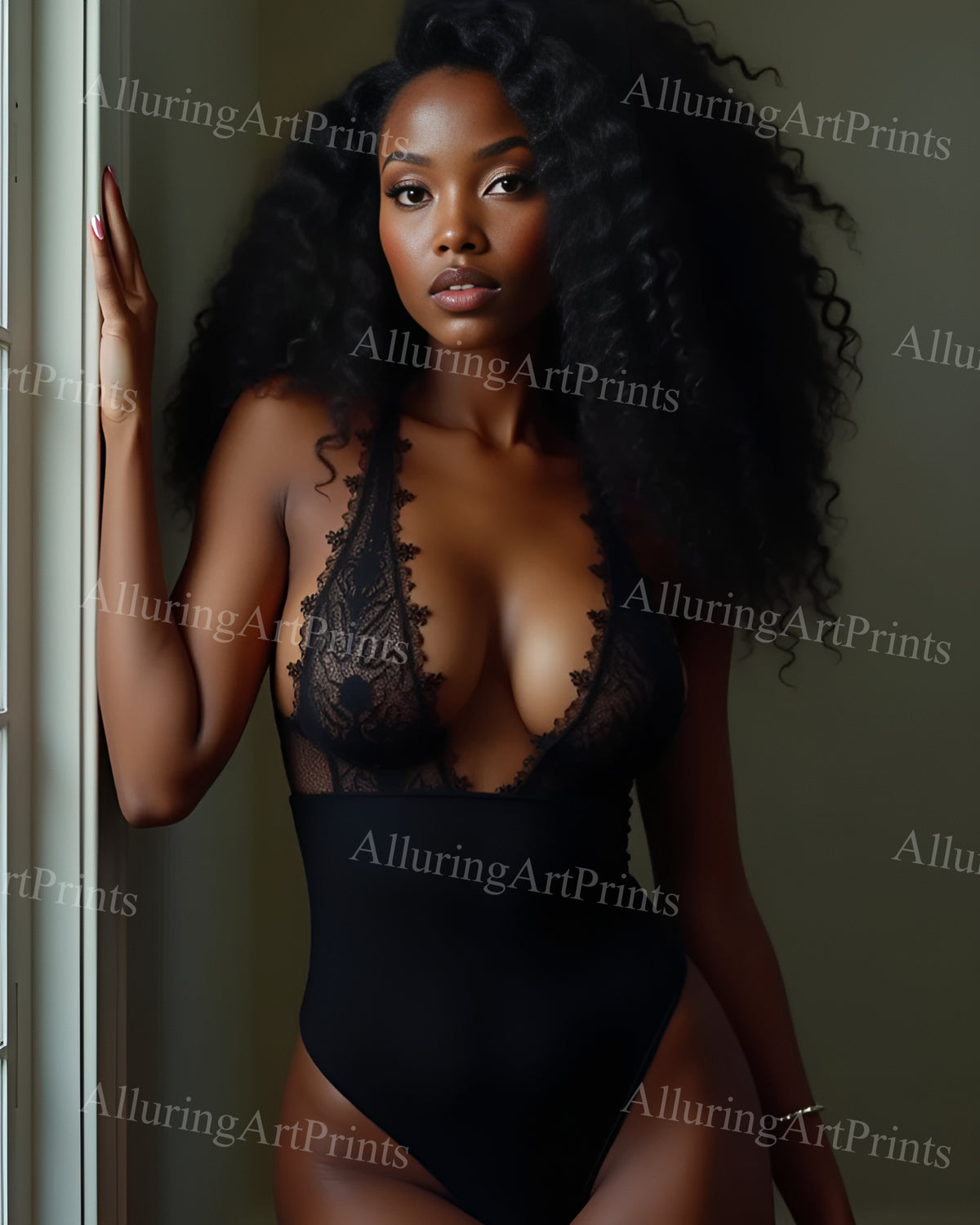 Risque Black Model Female Digital Art AI Fantasy - MM582