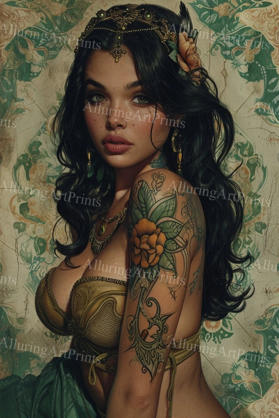 Nude Brunette Model Female Digital Art AI Fantasy - RR187