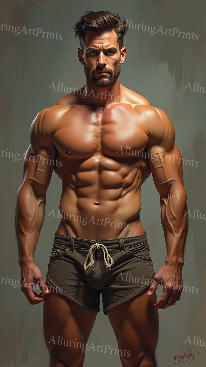 Male Model Muscular Digital Art AI Fantasy - UU1019