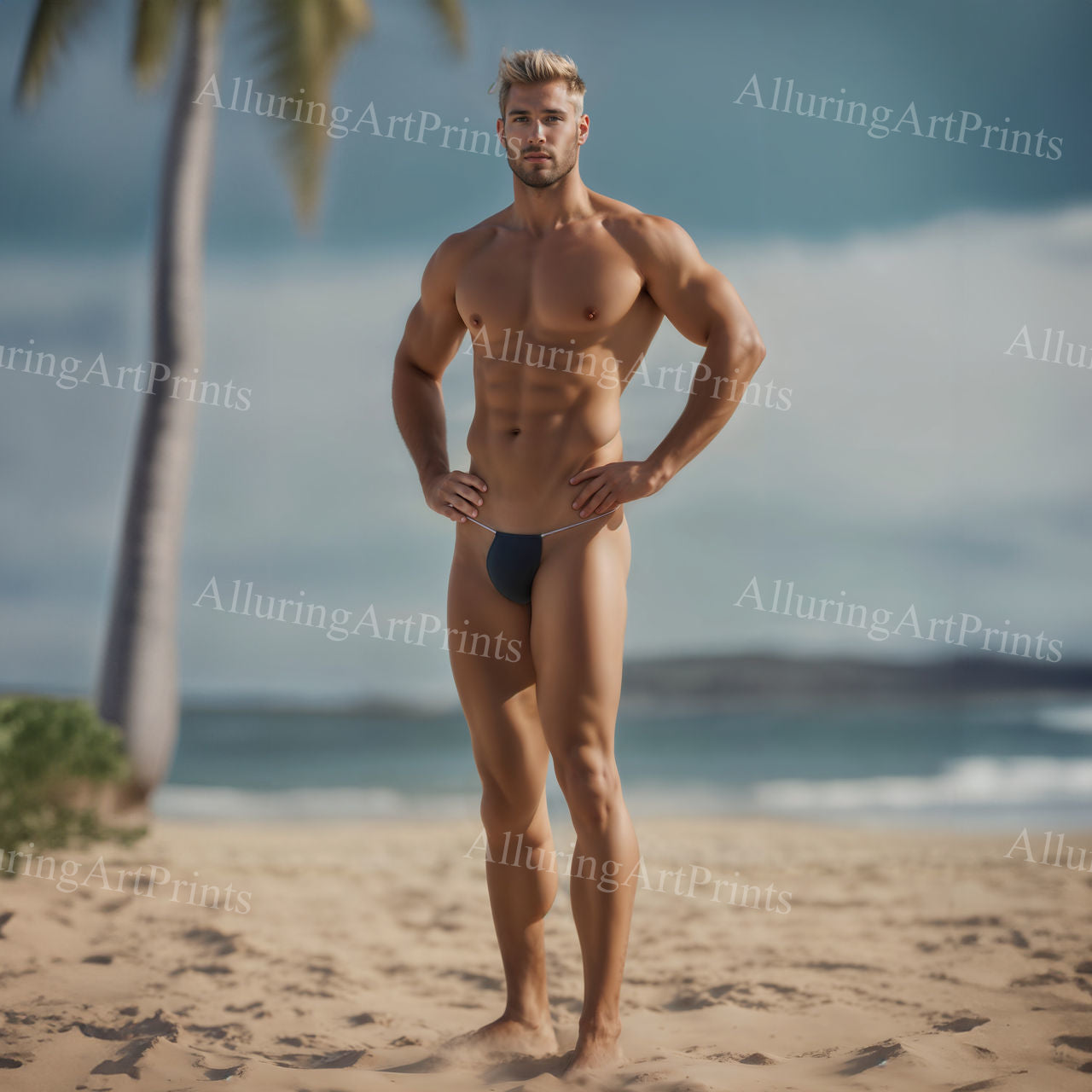 Male Model Muscular Digital Art AI Fantasy - UU1041