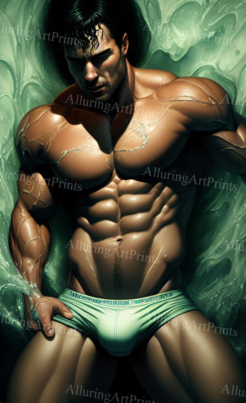 Male Model Muscular Digital Art AI Fantasy - UU1219