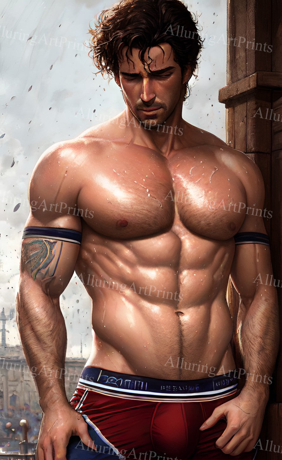 Male Model Muscular Digital Art AI Fantasy - UU1221