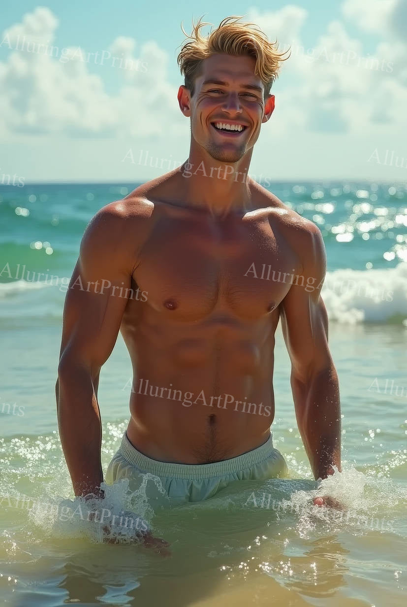 Male Model Muscular Digital Art AI Fantasy - UU1228