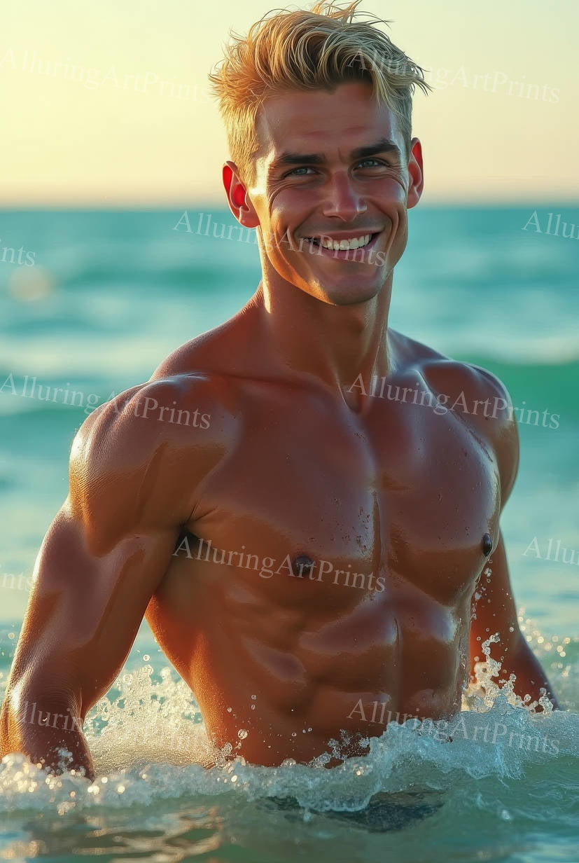 Male Model Muscular Digital Art AI Fantasy - UU1230