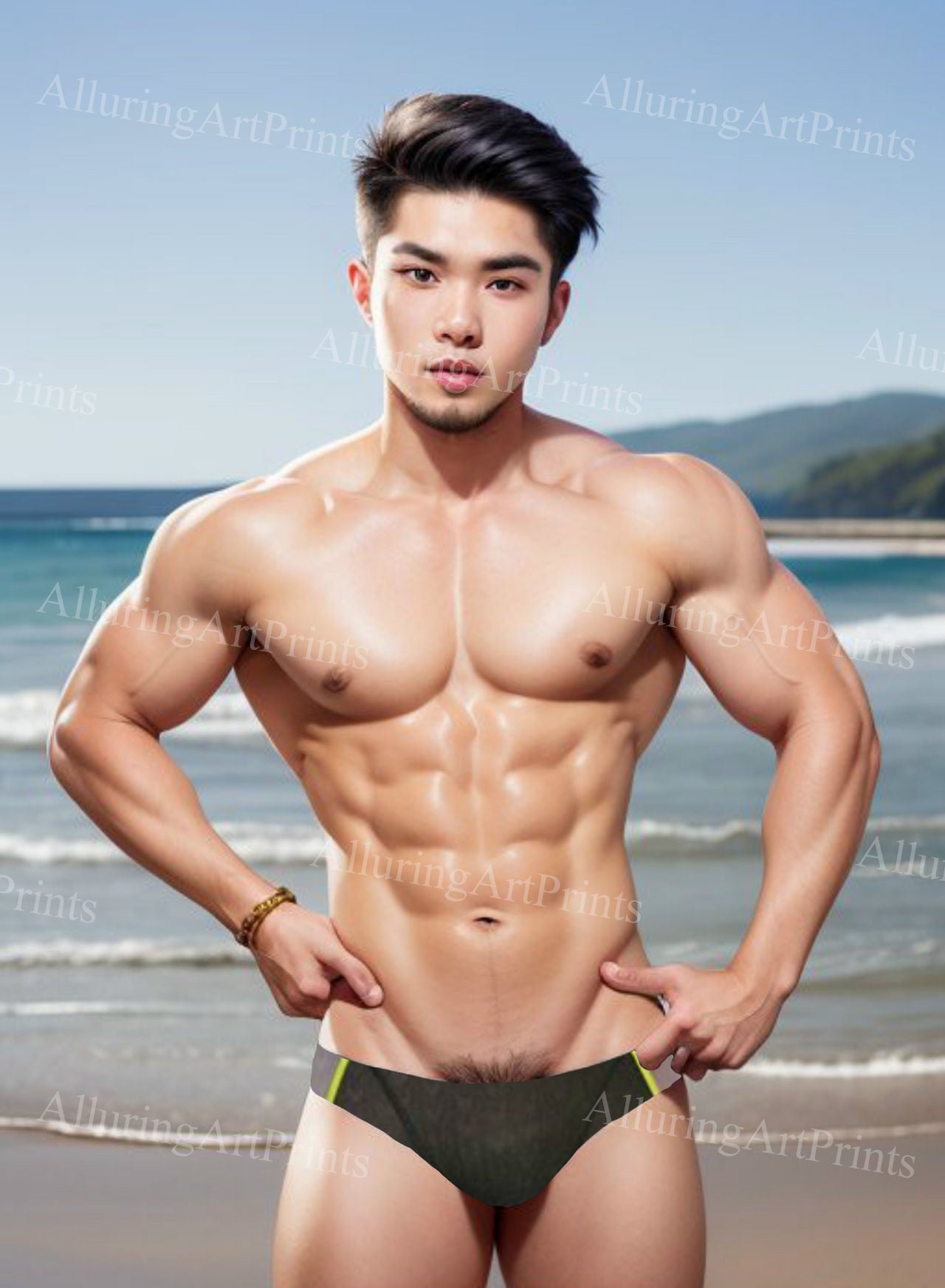 Male Model Muscular Digital Art AI Fantasy - UU1232